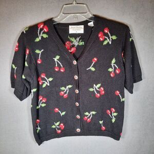 Marisa Christian Vintage Cherry Cardigan Womens Size M Y2K Coquette Cottage Core